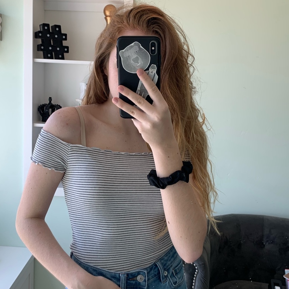 Off The Shoulder White and Black Top